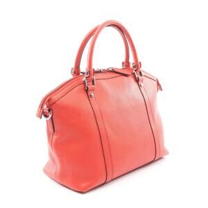 Gucci Leather Charm Bag Tote Red GG Interlocking